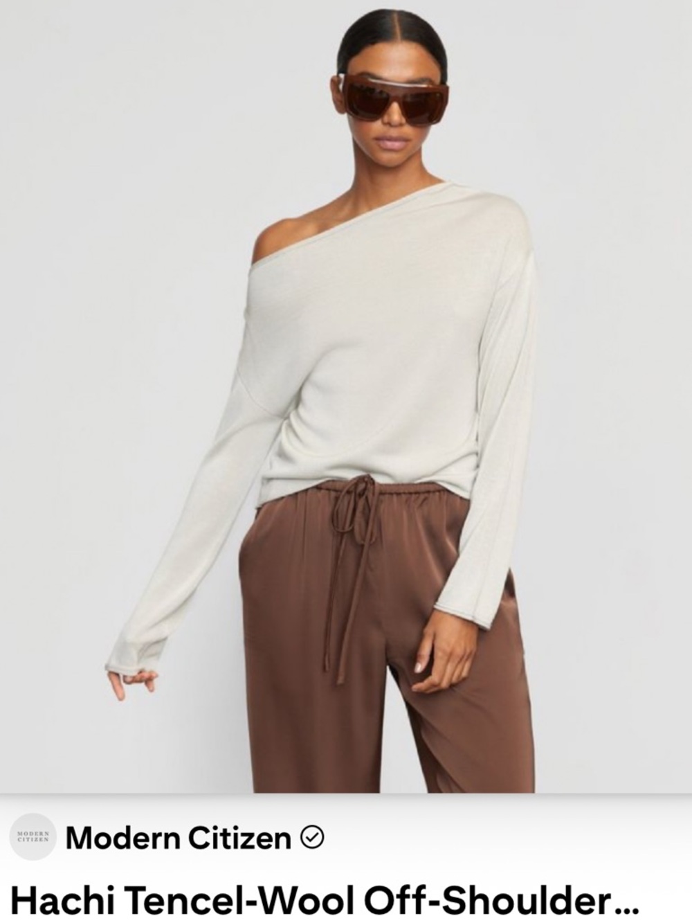 NWOT Modern Citizen Hachi Off-Shoulder Tencel/Wool Sweater Guild Grey Size L